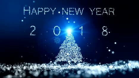 seamless loop,animation motion background, the particle merges into a happy new year 2018 with light ray beam.