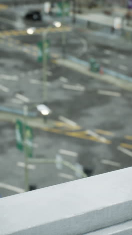 overlook of a rainy city street