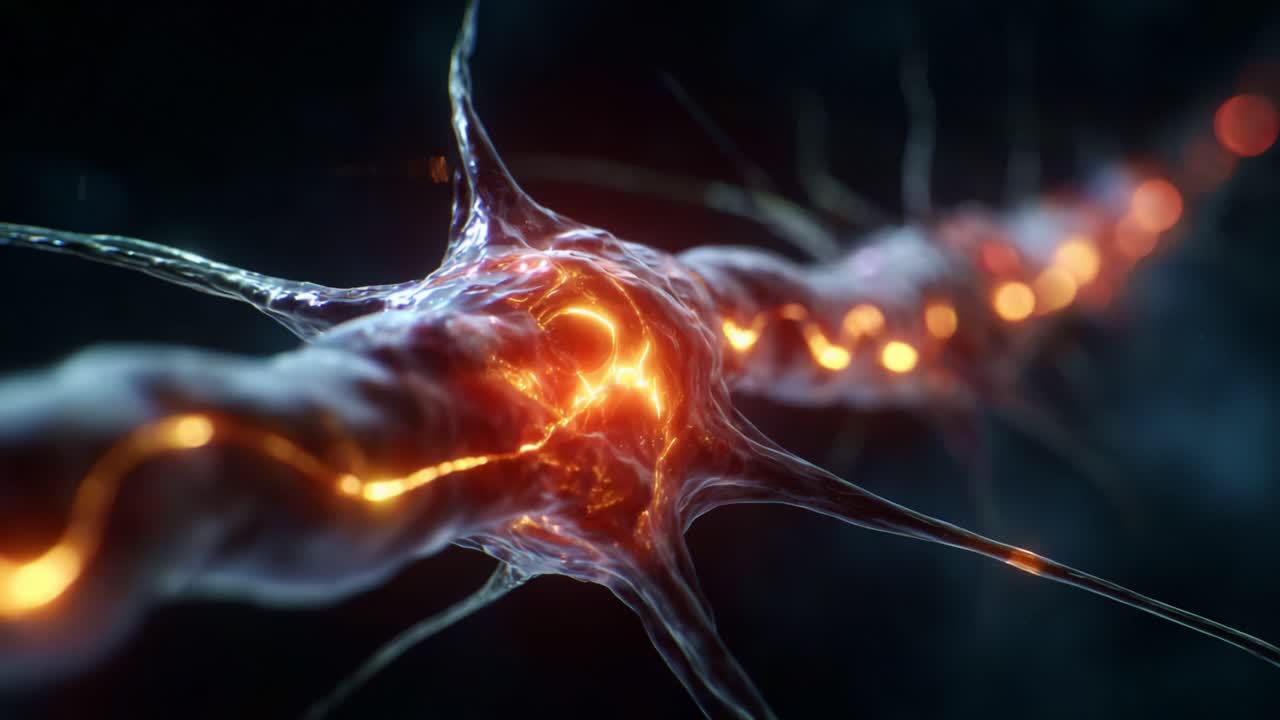 A detailed exploration of neuron structures showing the intricate connections and electric impulses transmitted through neural pathways in a visually striking manner