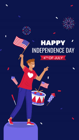 motion graphic of flat background for american 4th of july celebration