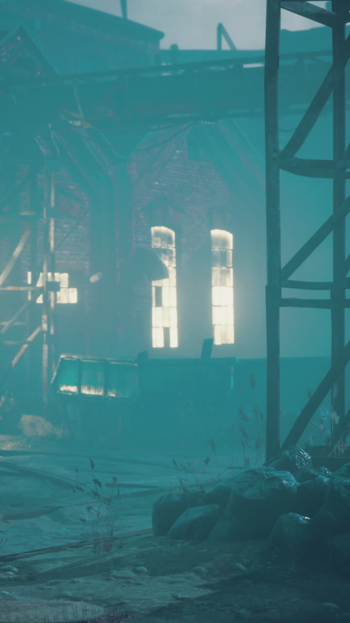 Eerie exploration of a forgotten industrial site at twilight