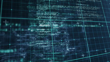 animación del procesamiento de datos a través de la red de red contra un fondo azul