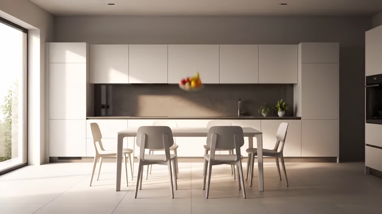 Modern Minimalist Kitchen with Dining Area
