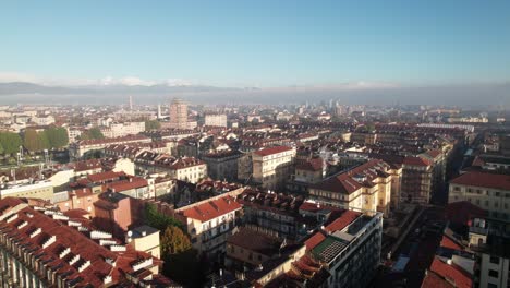 city center of turin, italy, 4k aerial view
