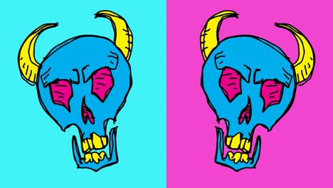 kids drawing pop art seamless background with theme of skull