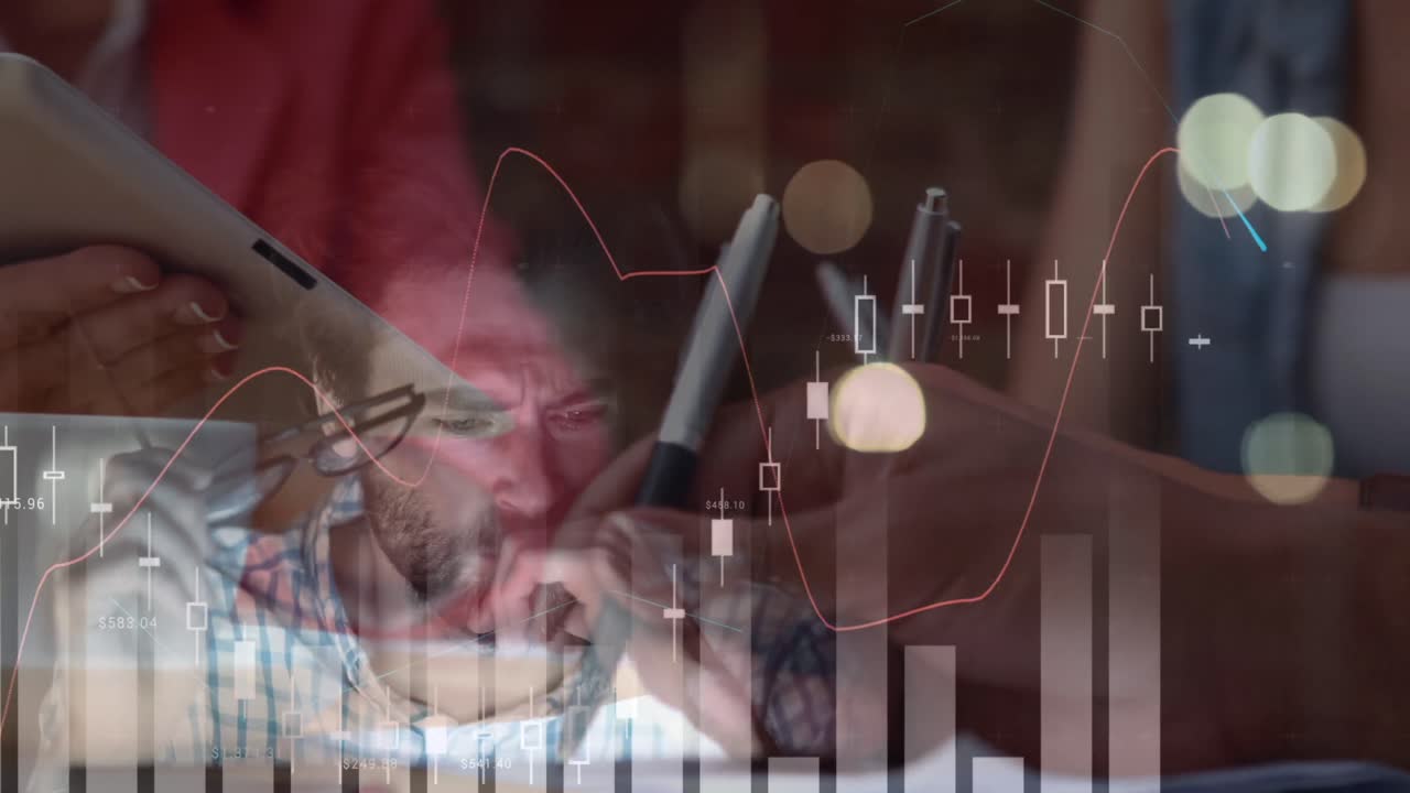 animación del procesamiento de datos financieros sobre las empresas personas