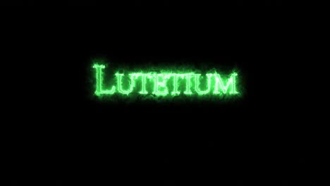 lutecio, elemento químico, escrito con fuego. bucle