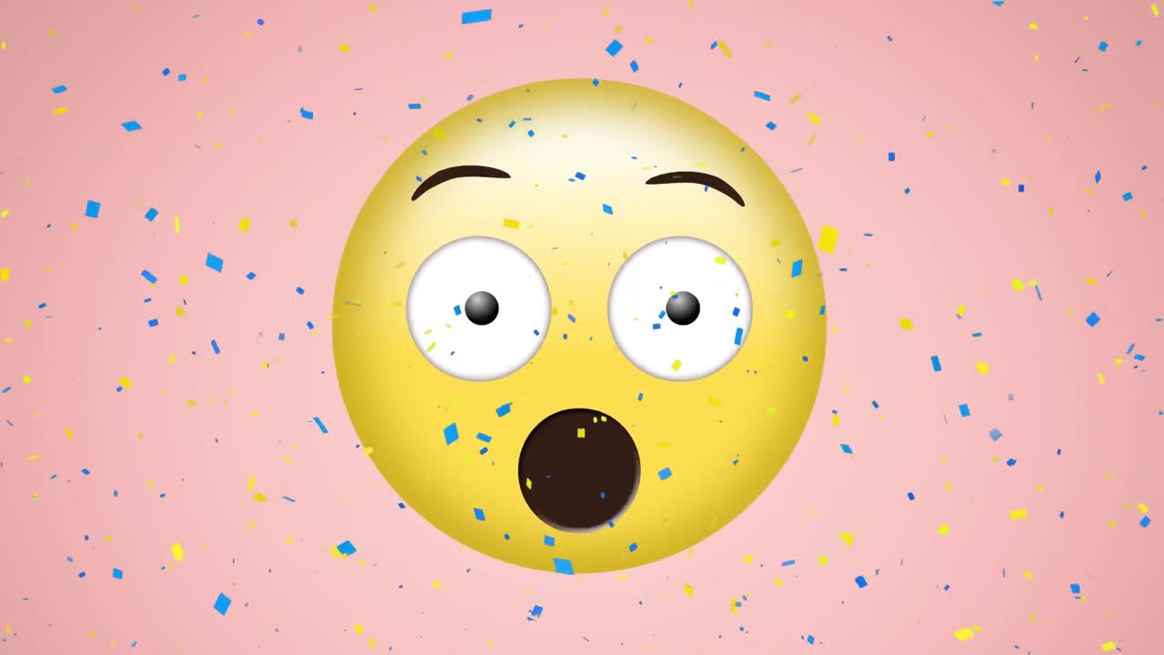 animación del icono de emoji sorprendido en un fondo rosa