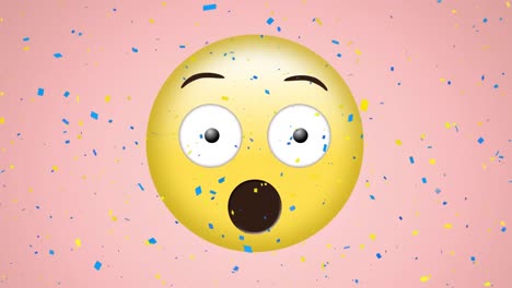 Animation-of-surprised-emoji-icon-on-pink-background