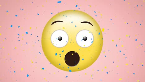 animación del icono de emoji sorprendido en un fondo rosa
