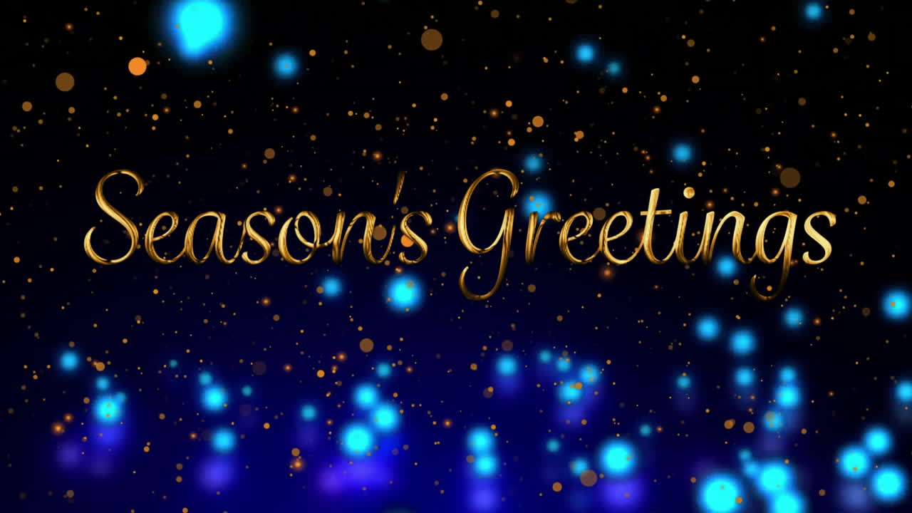 계절의 애니메이션 축하 문자 검은 바탕에 내리는 눈 위에