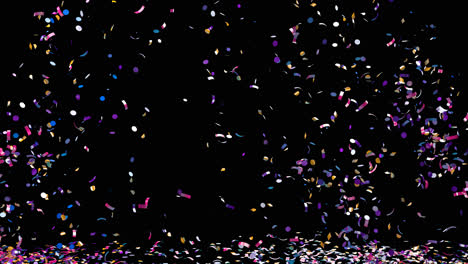 a fountain of colorful confetti falling on the floor with alpha channel