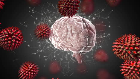 compuesto digital de un cerebro atacado por sustancias extrañas