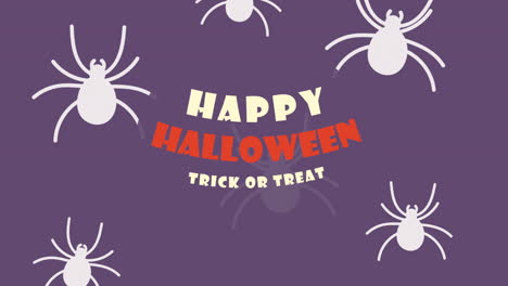 happy halloween lettering animation with spiders