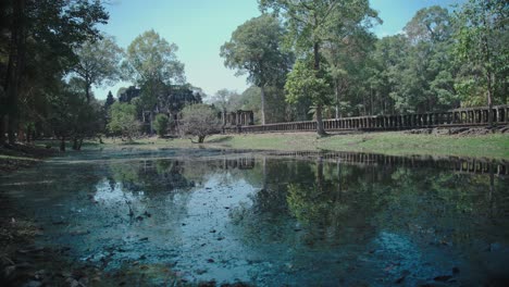 pond at the royal palace, angkor thom in siem reap, cambodia