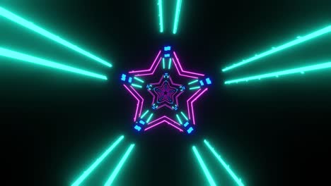 a tunnel of flying neon stars. vj loop animation for clips and holiday decorations.