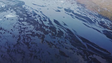 Aerial-breathtaking-view-if-river-estuary-in-nature