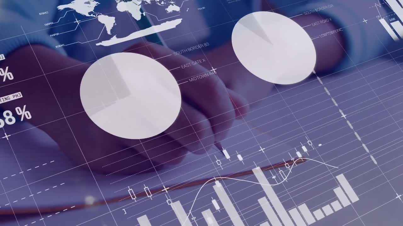 Animation of data processing over hands writing in classroom
