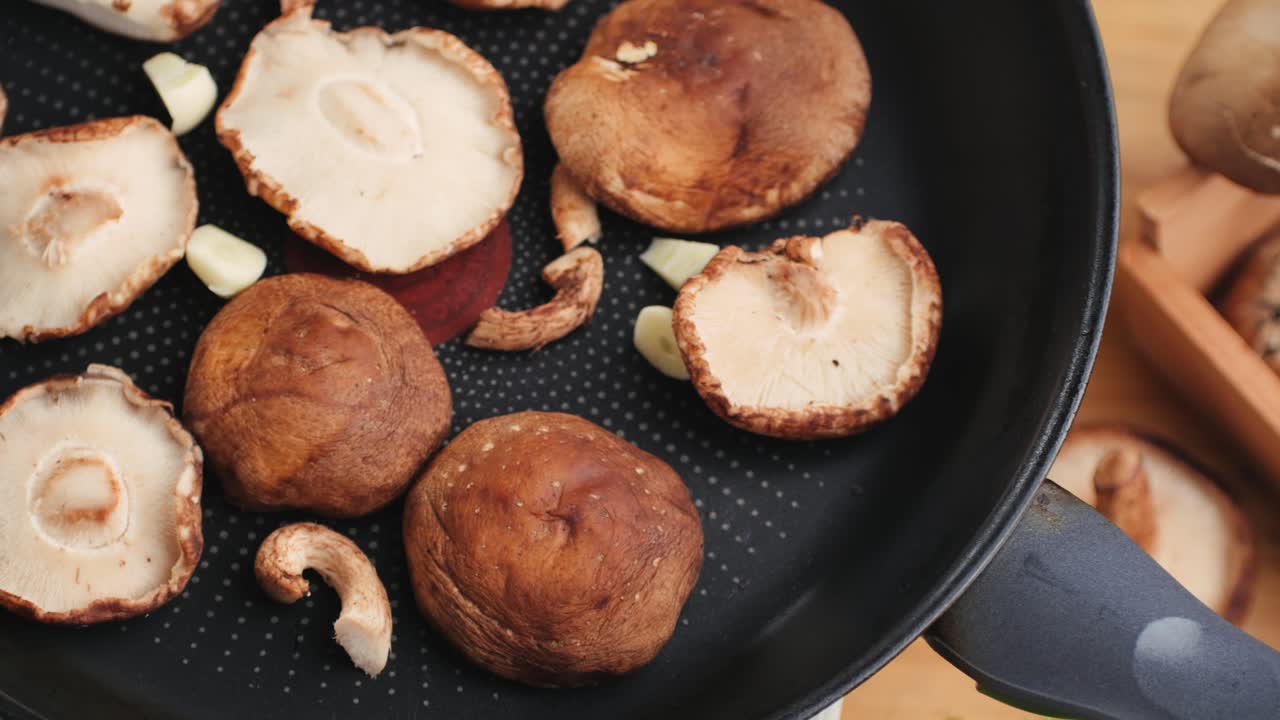Frying Shiitake Mushrooms