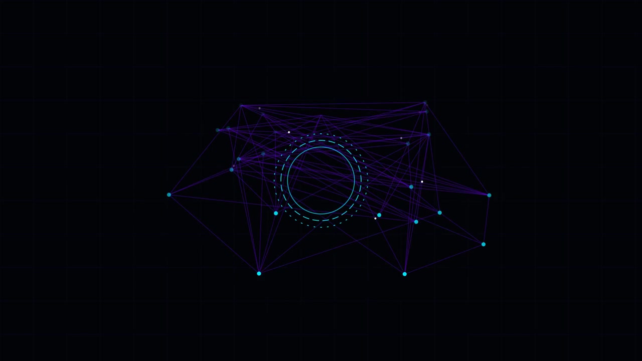 Abstract Digital Network Connection with Rotating Circular HUD Elements