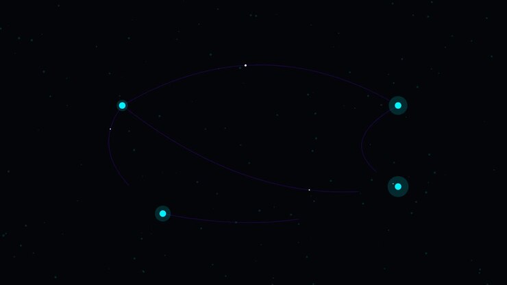 Abstract Animation of Glowing Nodes Connecting in Digital Space