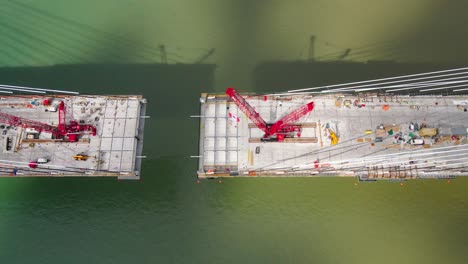 gordie howe international bridge in final phase of construction in drone shot