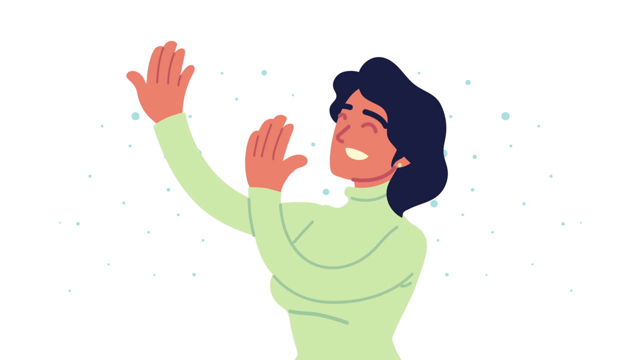 행복한 젊은 여성 캐릭터 애니메이션