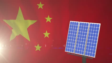 Animación-De-Paneles-Solares-Sobre-La-Bandera-De-China.