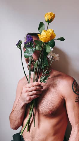 man with flowers