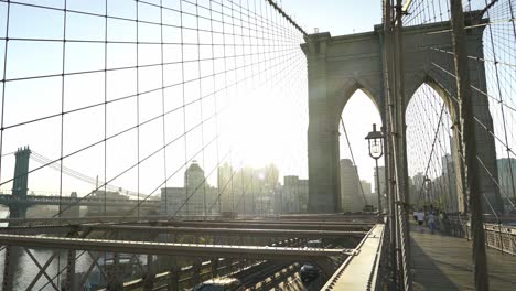 brooklyn bridge is a large-scale steel and stone cable-stayed suspension bridge in new york