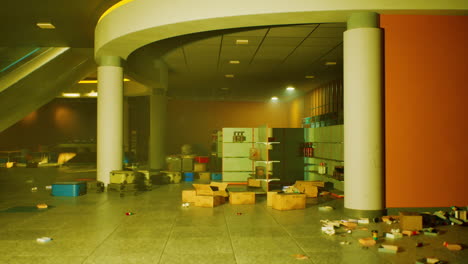 destruction in abandoned store after thieves raid the premises at night