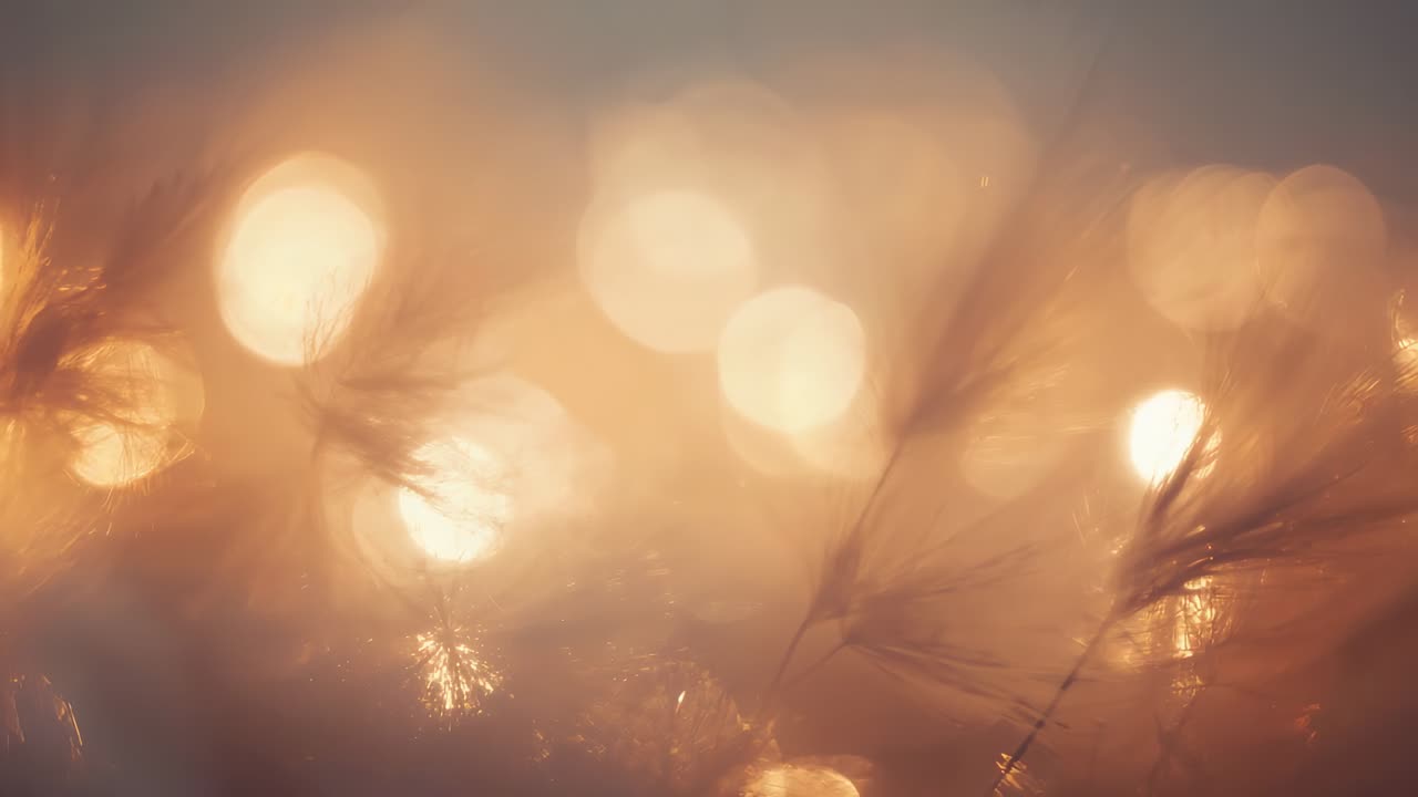 Vuggende, fjæraktige agner på stilker som responderer på bris og skiftende sollys på eng, med bokeh
