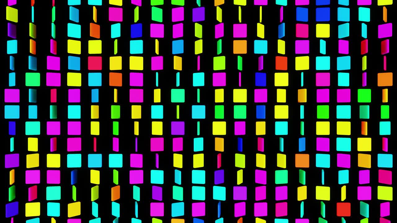 simple geometric background with colorful plates on plane flashing like neon lights, looping smooth animation in 4k. Creative colorful background. VJ loop.