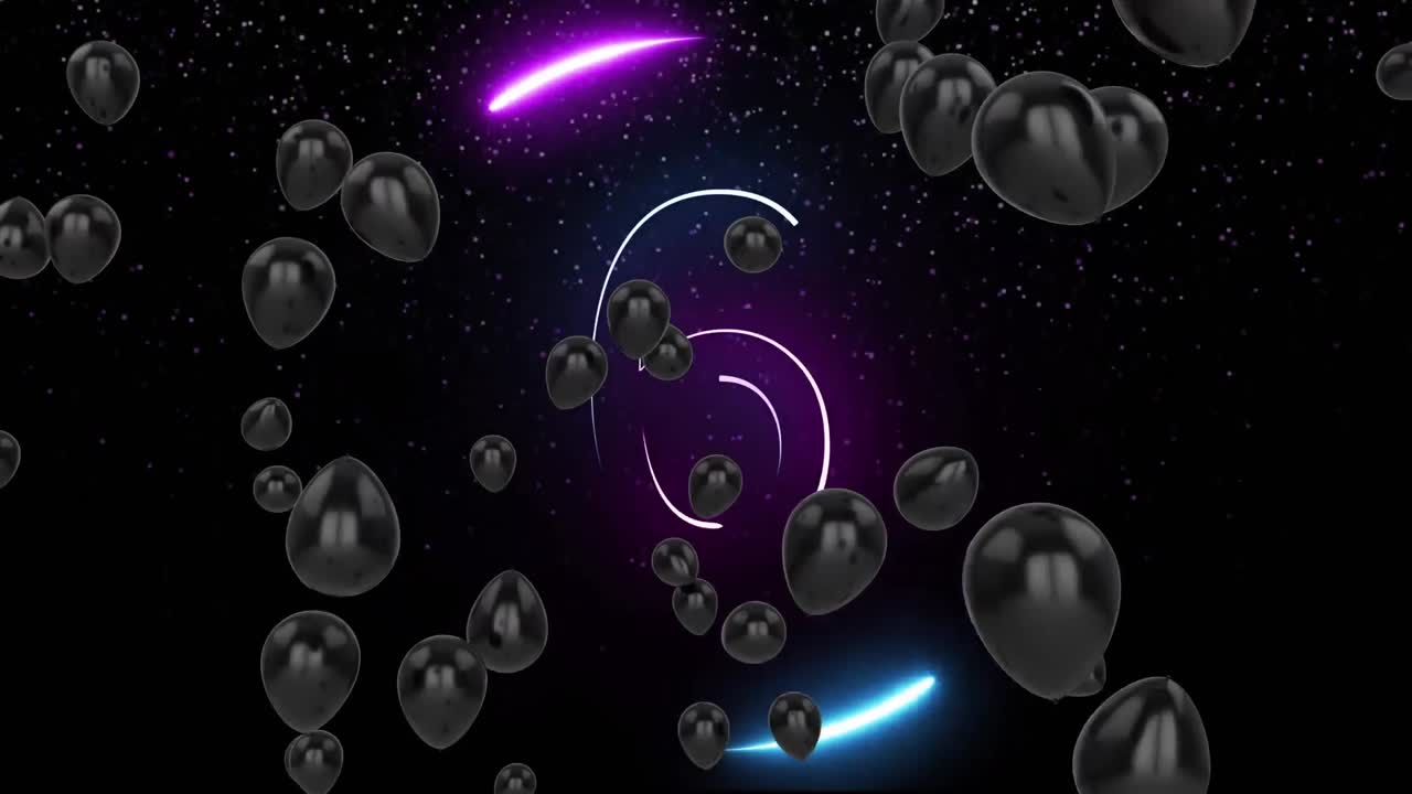 animación de números rosados y azules brillantes de 10 a 0, contando hacia atrás para el año nuevo sobre fondo negro