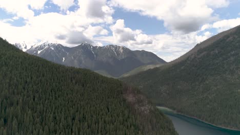 lake in the canadian rocky mountains - aerial footage