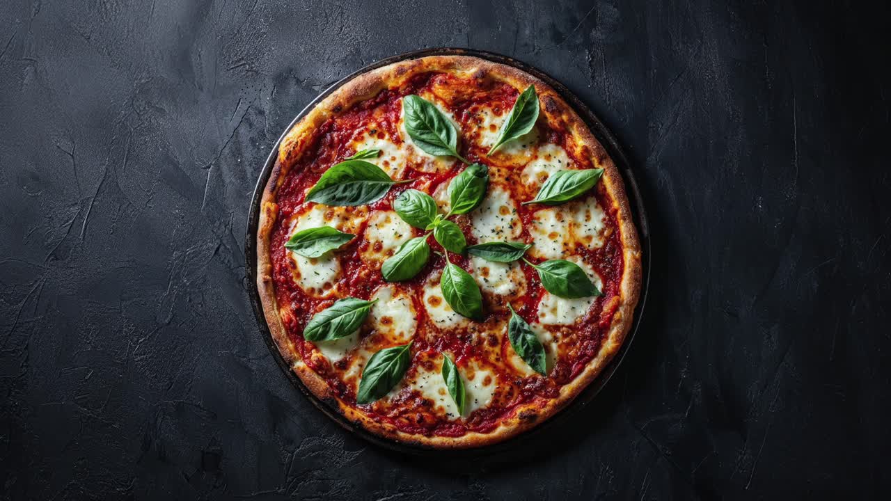 Una deliziosa pizza margherita con basilico fresco