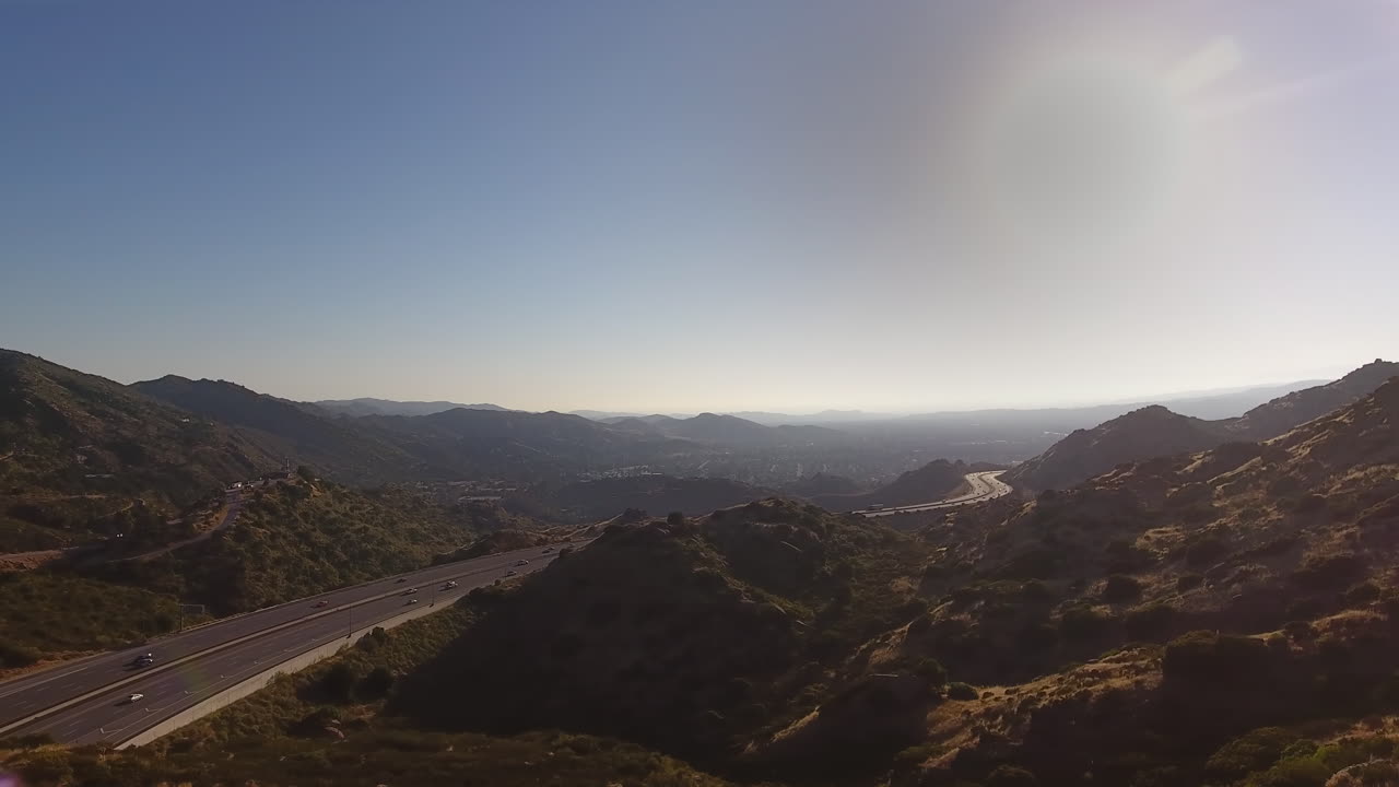Simi Valley California USA Aerial Drone shot with Freeway in 4k high resolution