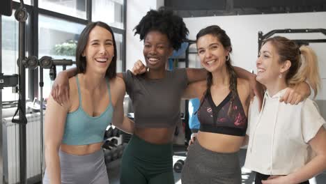 happy women friends at the gym