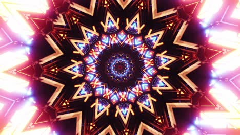 very large star shaped object with many lights on it. kaleidoscope vj loop