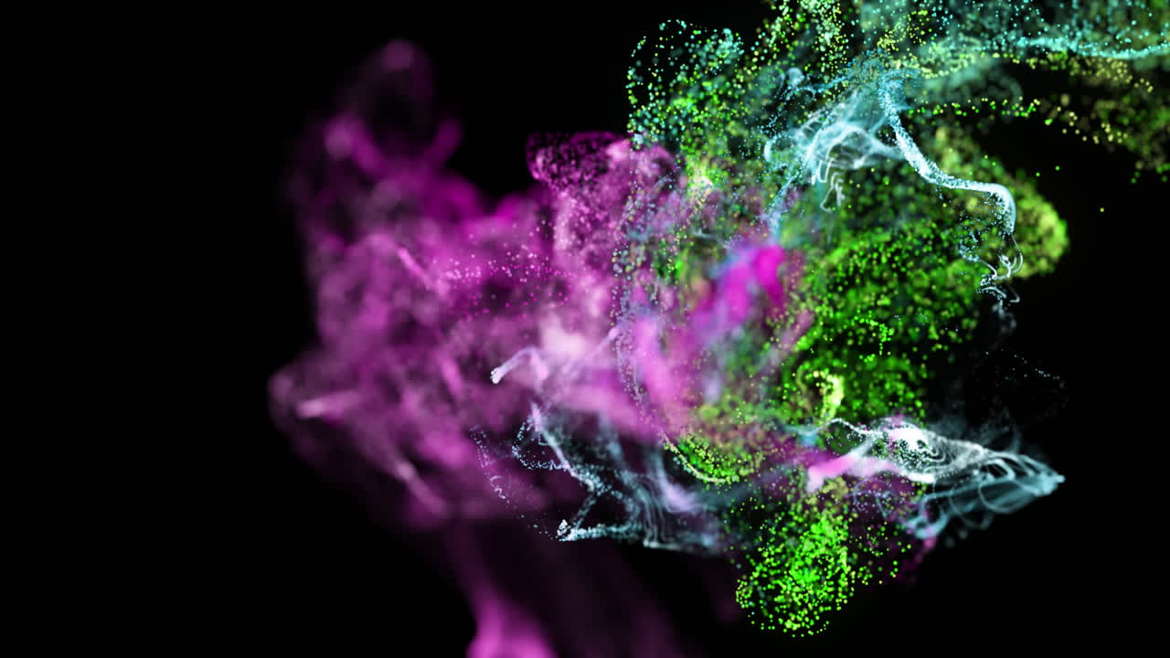 animación de vapores amarillos, rosados y blancos que se mueven sobre un fondo negro