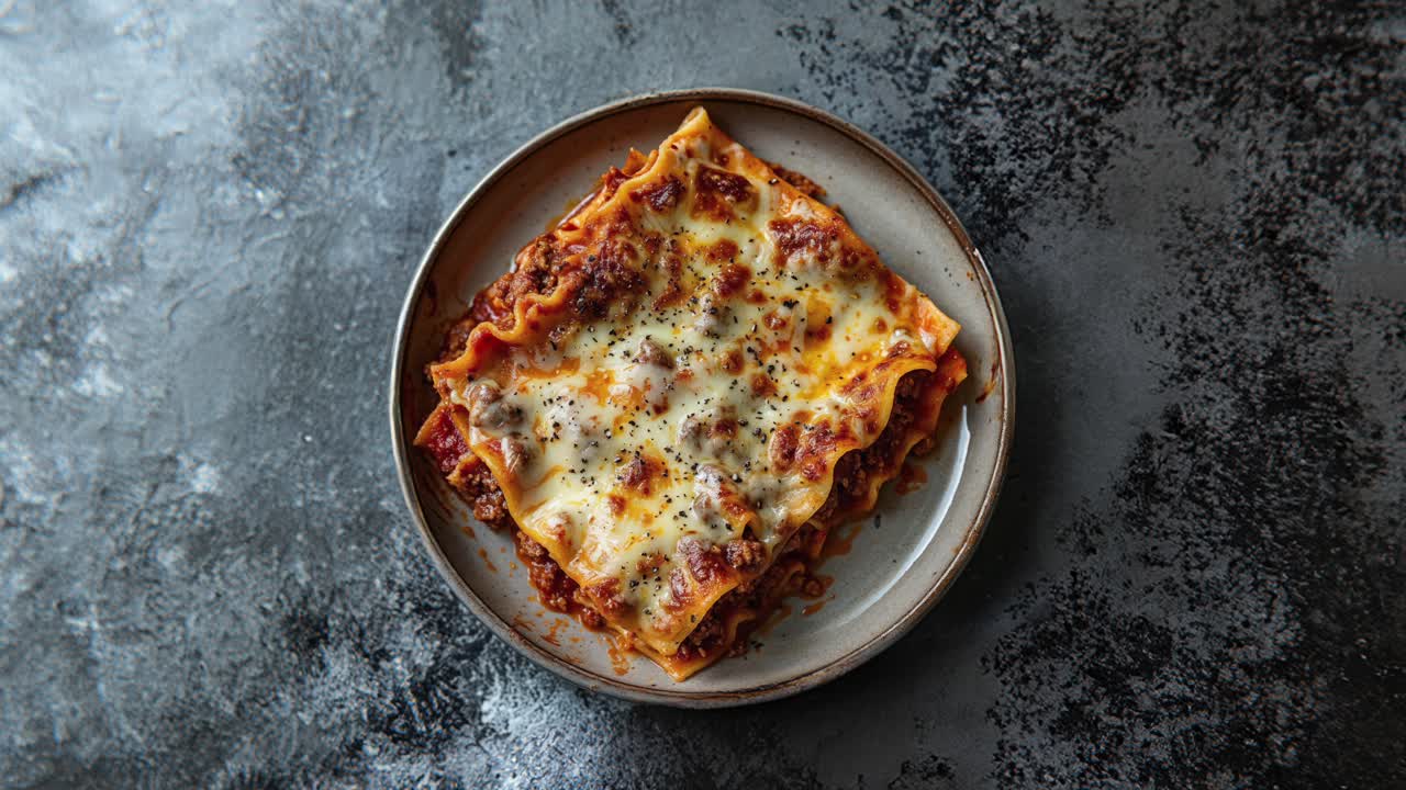 라자냐 조각의 클로즈업
