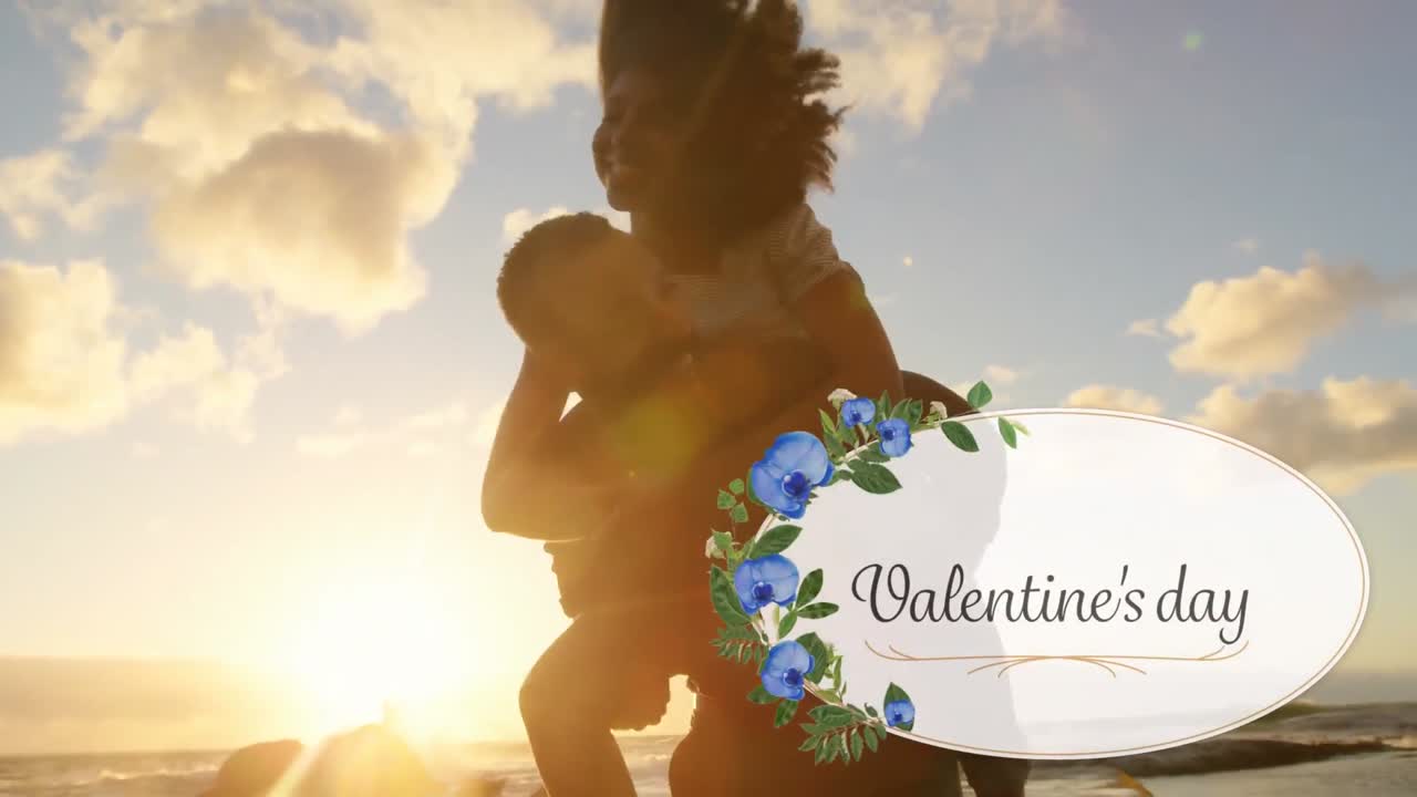 Animation of valentines day with a couple in love in black background