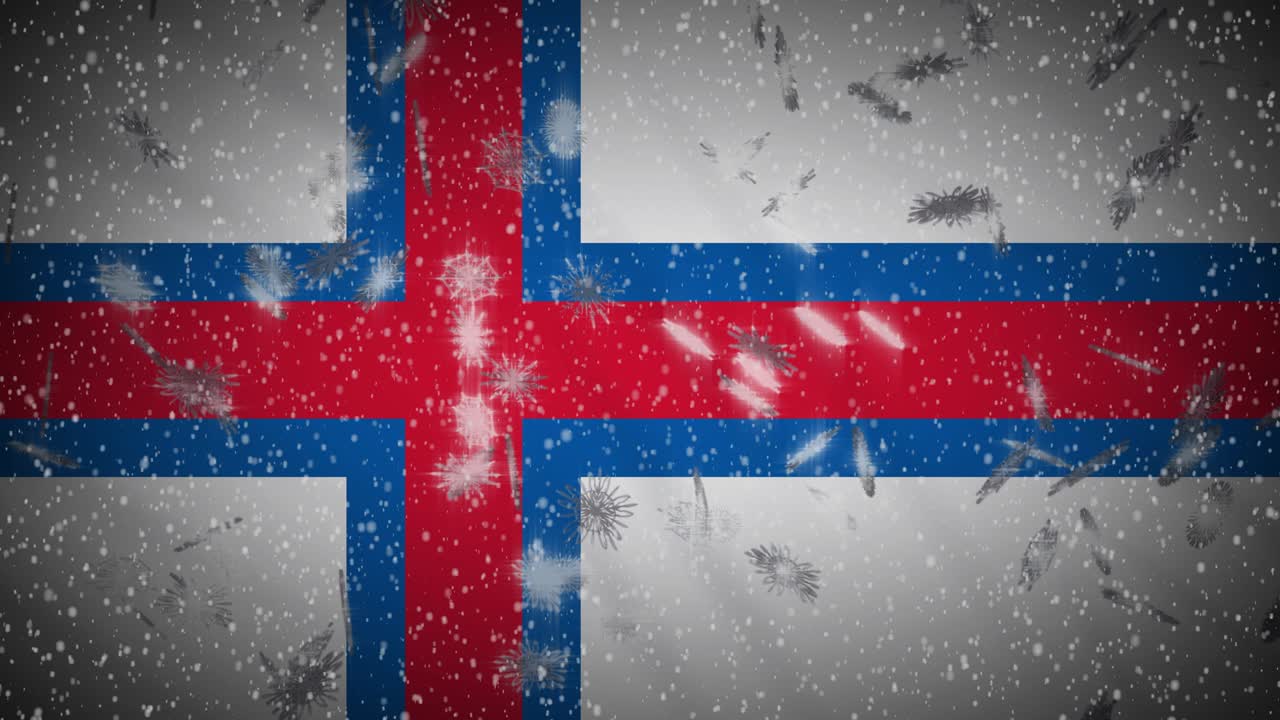 페로 섬의 발 눈이 떨어지는 루프, 새해와 크리스마스 배경, 루프