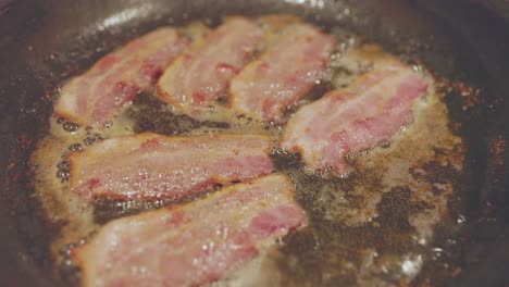 bacon sizzling in pan while cooking