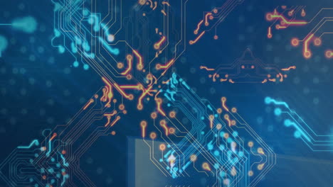 animation of digital data processing over computer circuit board