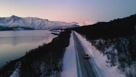 Aerial-View-Of-Beautiful-Landscape-Of-Lyngen-Alps,-Norway