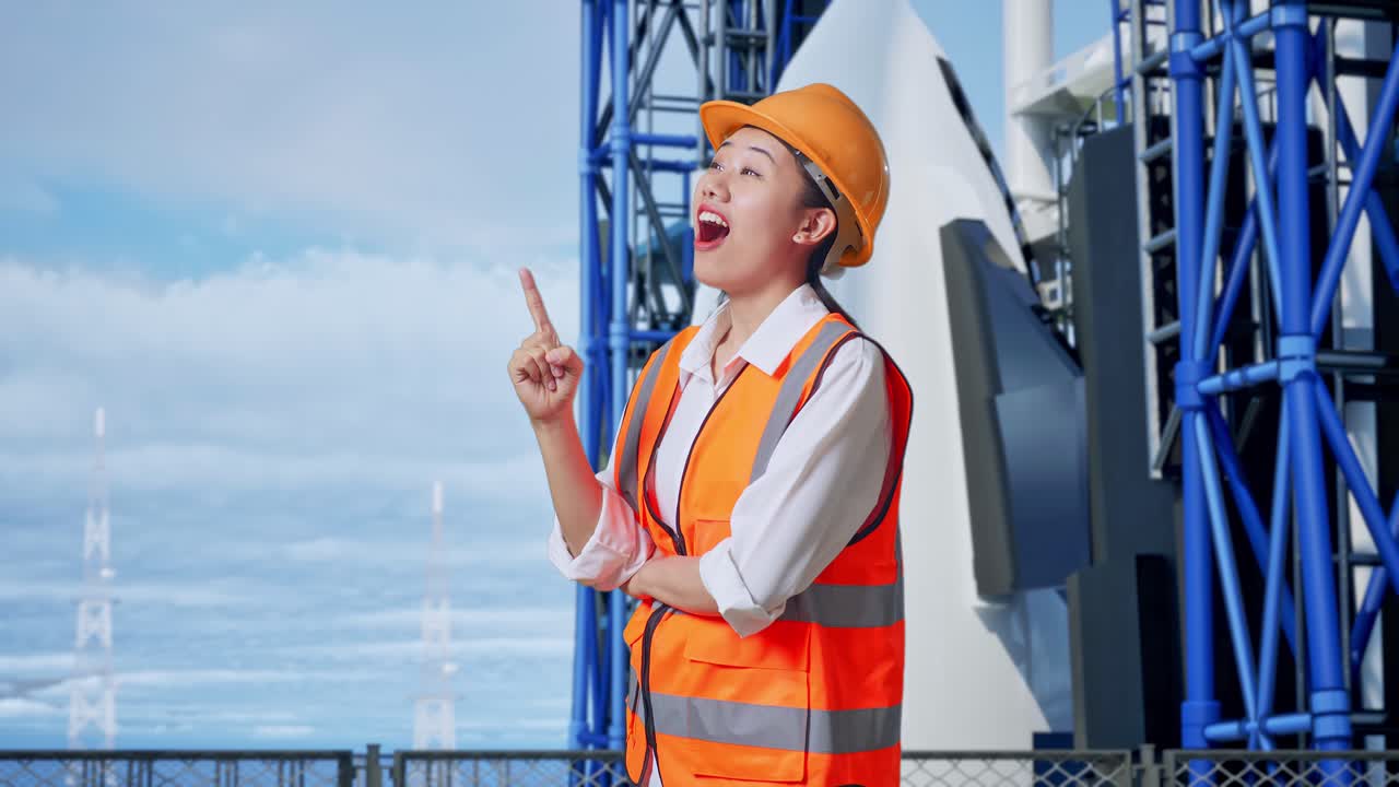 로켓 발사장에서 여성 엔지니어