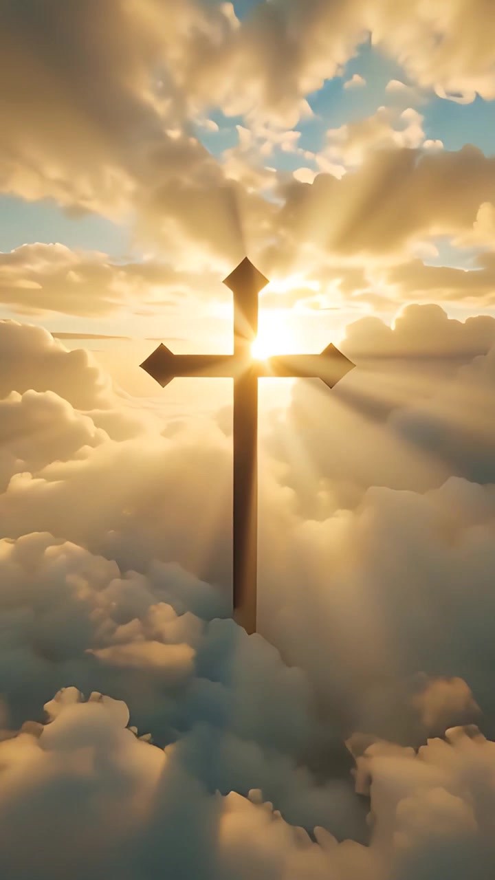 Sfondo per Adorazione 4K: Croce Cristiana e Luce Celeste