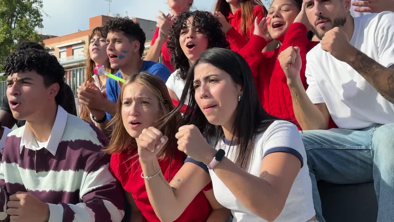 Excited Crowd Cheering at a Sports Event