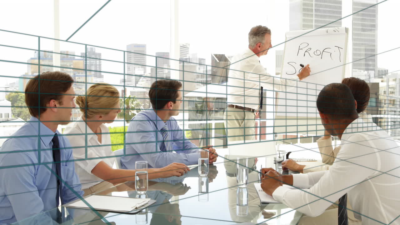 사무실에서 다양한 사업가들에 대한 모양의 애니메이션